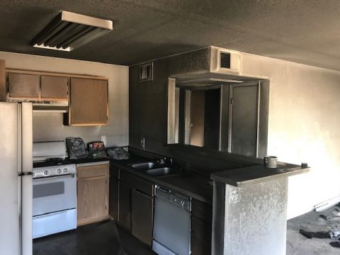 Disaster and Remediation - Fire burnt appartment kitchen