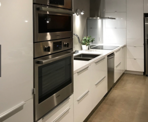 Residential kitchen in Thousand Oaks, CA. Upgraded electrical, plumbing, countertops, flooring. Mid modern century home with contemporary kitchen.